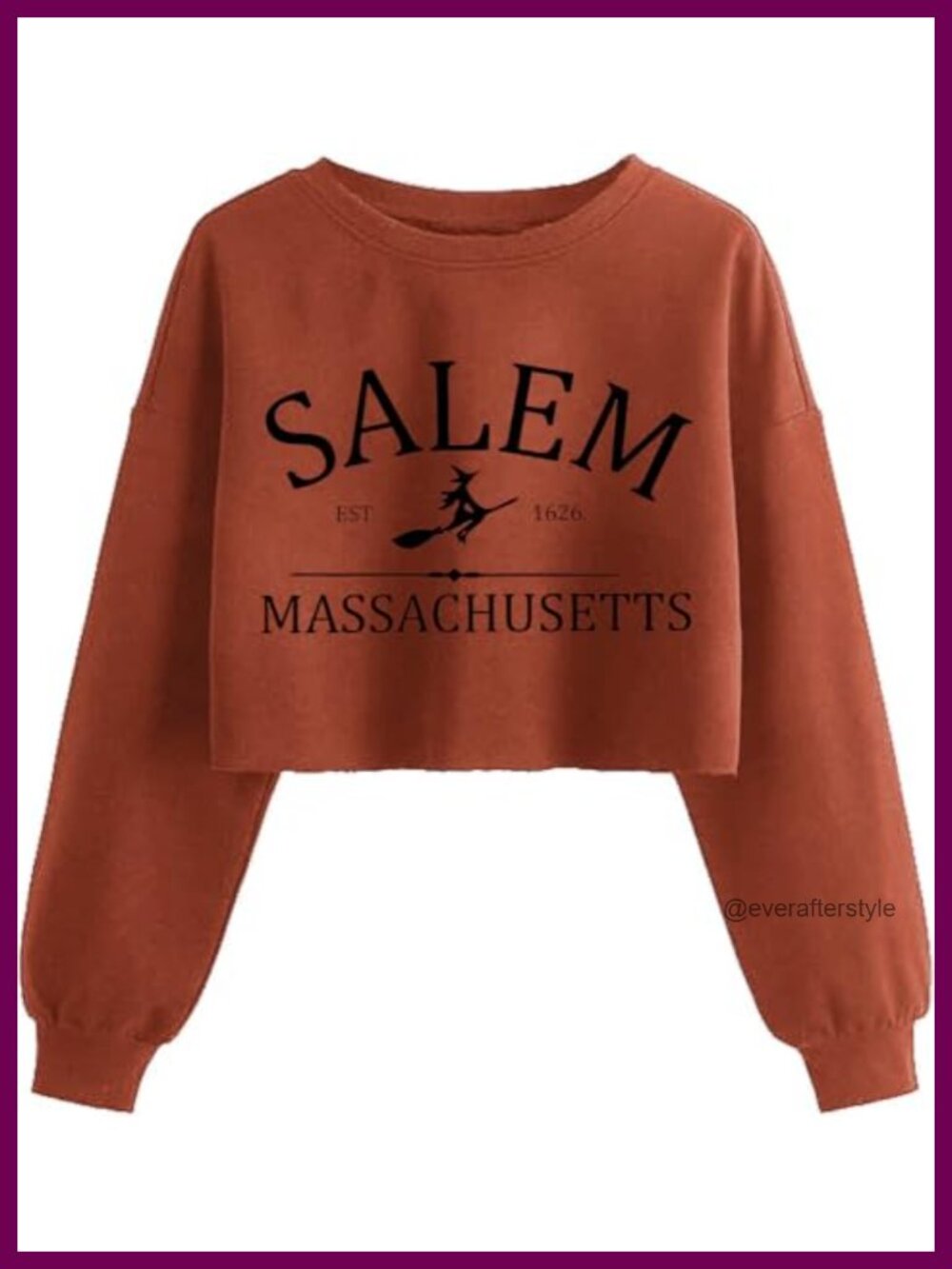 Womens Halloween Witch Graphic Crop Sweatshirt Cotton Blend Pullover